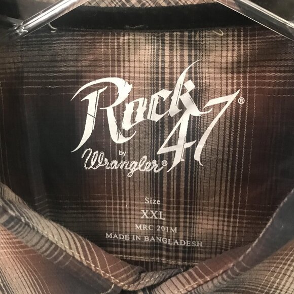 Rock 47 Wrangler Shirt Mens 2XL Plaid Western Pearl Snap Embroidered MRC201M - Picture 4 of 11